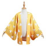Agatsuma Zenitsu Kimono Coat for Kids Children Cosplay Costume Halloween Carnival