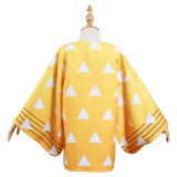 Agatsuma Zenitsu Kimono Coat for Kids Children Cosplay Costume Halloween Carnival
