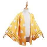 Agatsuma Zenitsu Kimono Coat for Kids Children Cosplay Costume Halloween Carnival
