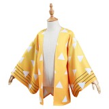 Agatsuma Zenitsu Kimono Coat for Kids Children Cosplay Costume Halloween Carnival