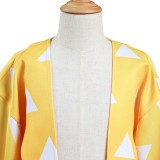 Agatsuma Zenitsu Kimono Coat for Kids Children Cosplay Costume Halloween Carnival