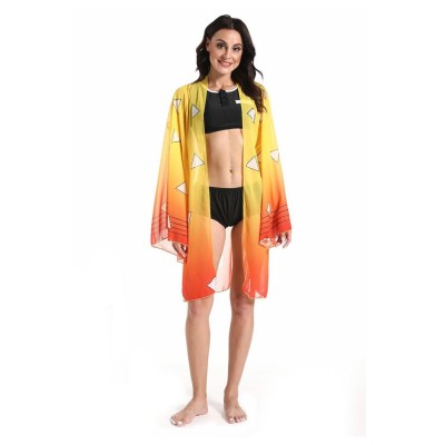 Agatsuma Zenitsu Bikini Beach Swimsuit Set Cosplay Costume Halloween Carnival