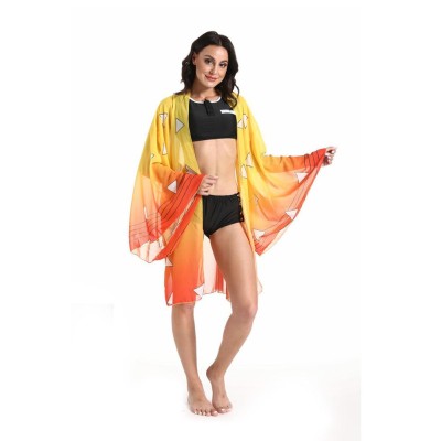 Agatsuma Zenitsu Bikini Beach Swimsuit Set Cosplay Costume Halloween Carnival