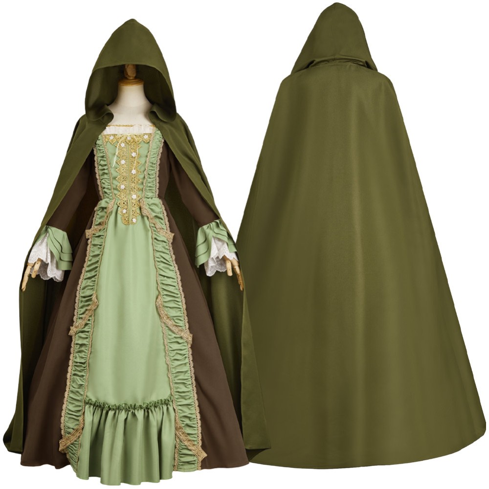 Agatha All Along Rio Vidal Green Cloak Dress Cosplay Costume Halloween Carnival Outfit