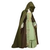 Agatha All Along Rio Vidal Green Cloak Dress Cosplay Costume Halloween Carnival Outfit