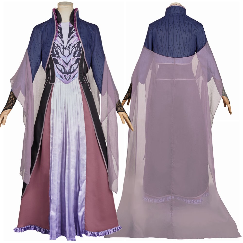 Agatha All Along (2024) Agatha Harkness Ghost Purple Dress Cosplay Costume Halloween Carnival Outfit