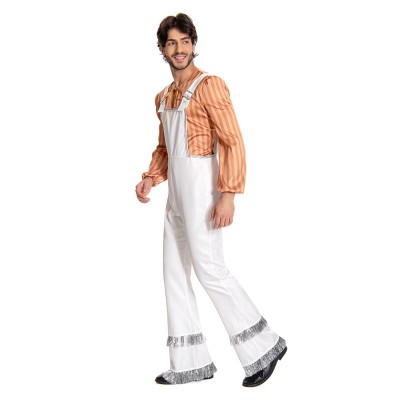 ABBA Bjorn Ulvaeus Retro 70S Overalls Set Suit Cosplay Costume Halloween Carnival Outfit