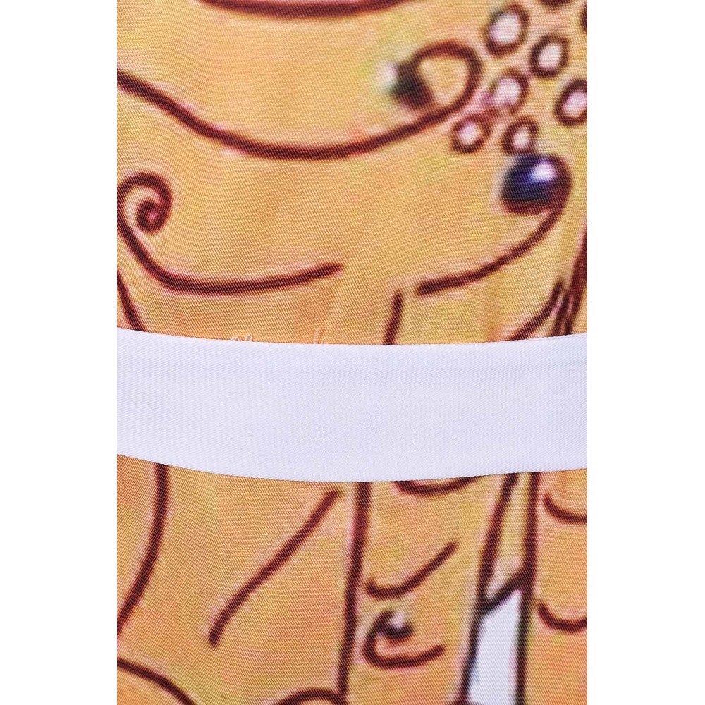 ABBA Anni-Frid Synni Lyngstad Retro Disco 70S Style Vintage Yellow Printed Dress Suit Cosplay Costume Halloween Carnival Outfit