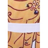 ABBA Anni-Frid Synni Lyngstad Retro Disco 70S Style Vintage Yellow Printed Dress Suit Cosplay Costume Halloween Carnival Outfit