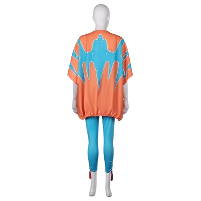 ABBA Anni-Frid Synni Lyngstad Retro 70s Blue Printed Set Suit Cosplay Costume Halloween Carnival Outfit