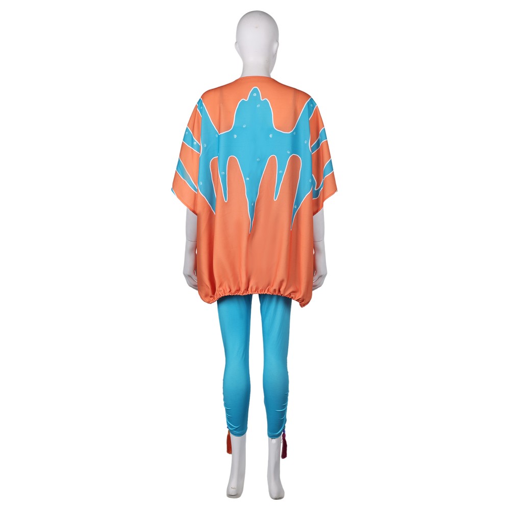 ABBA Anni-Frid Synni Lyngstad Retro 70s Blue Printed Set Suit Cosplay Costume Halloween Carnival Outfit