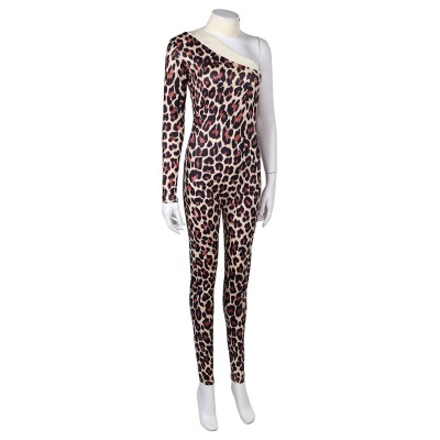ABBA Anni-Frid Synni Lyngstad Leopard-printed Bodysuit Retro Suit Cosplay Costume Halloween Carnival Outfit