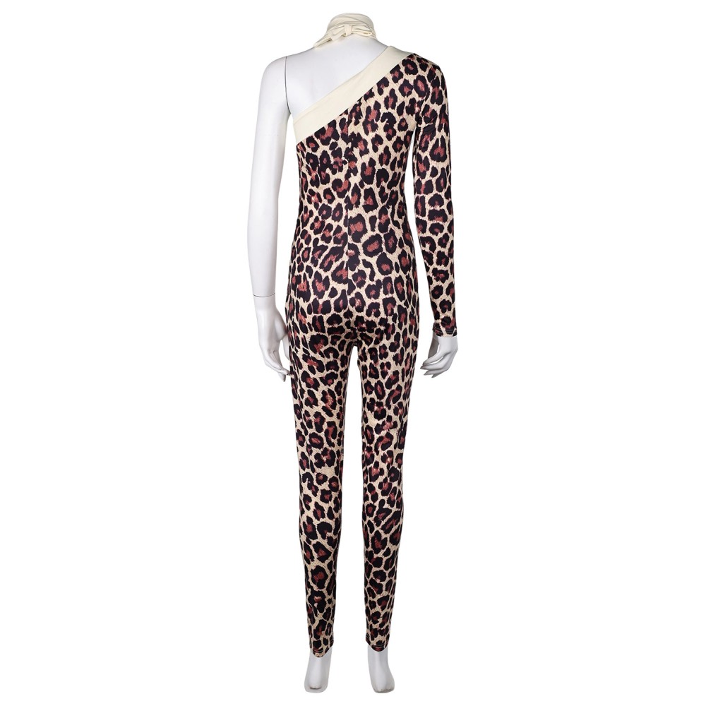 ABBA Anni-Frid Synni Lyngstad Leopard-printed Bodysuit Retro Suit Cosplay Costume Halloween Carnival Outfit