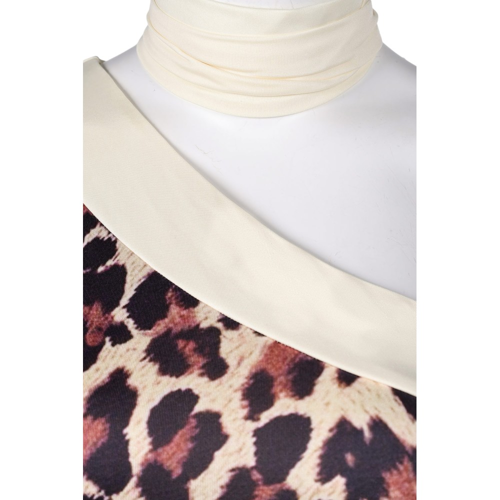 ABBA Anni-Frid Synni Lyngstad Leopard-printed Bodysuit Retro Suit Cosplay Costume Halloween Carnival Outfit