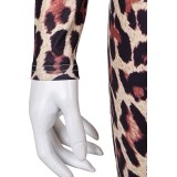 ABBA Anni-Frid Synni Lyngstad Leopard-printed Bodysuit Retro Suit Cosplay Costume Halloween Carnival Outfit