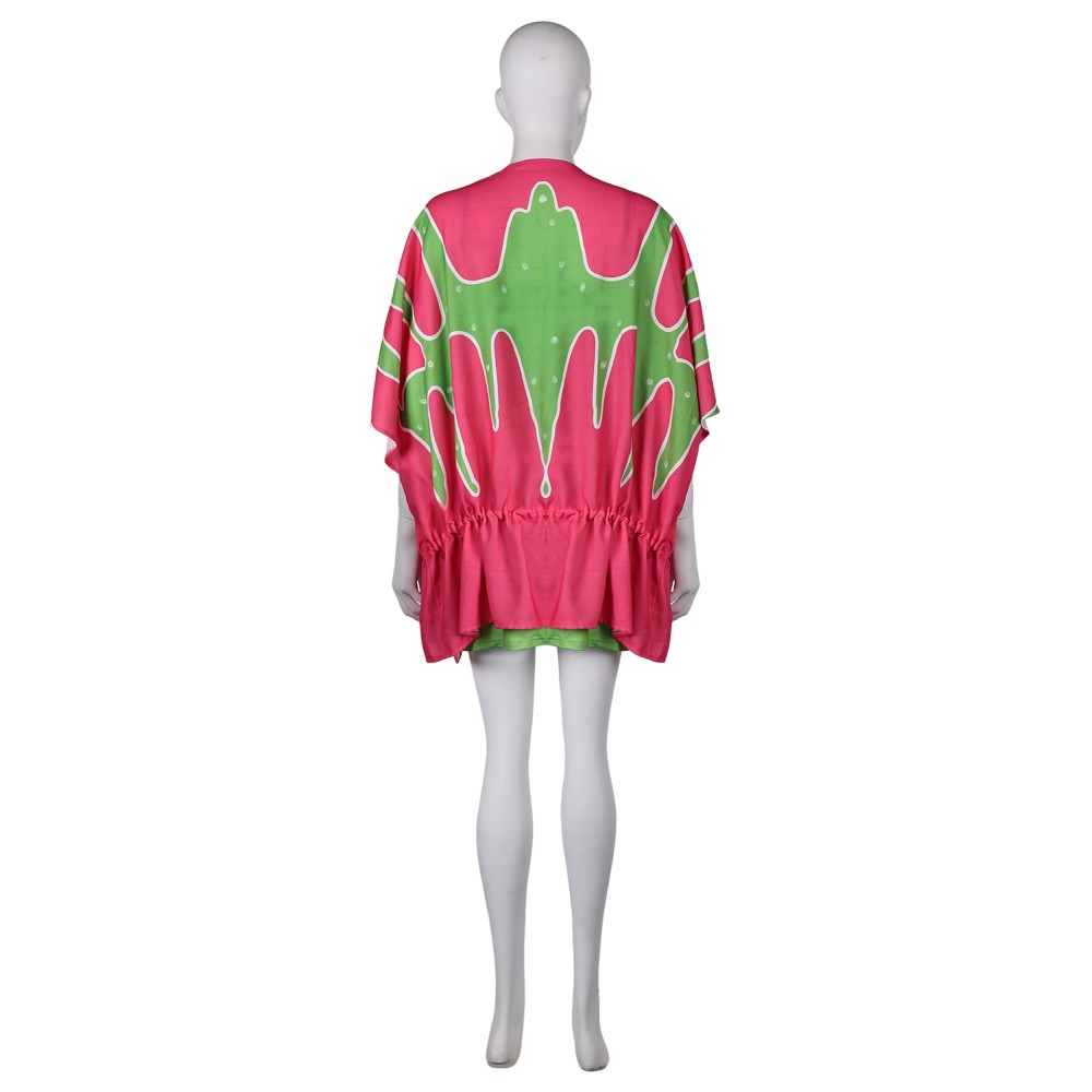 ABBA Agnetha Faltskong Retro 70s Pink Printed Robe Dress Set Suit Cosplay Costume Halloween Carnival Outfit