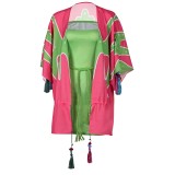 ABBA Agnetha Faltskong Retro 70s Pink Printed Robe Dress Set Suit Cosplay Costume Halloween Carnival Outfit