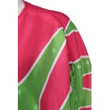 ABBA Agnetha Faltskong Retro 70s Pink Printed Robe Dress Set Suit Cosplay Costume Halloween Carnival Outfit