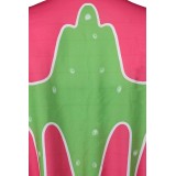 ABBA Agnetha Faltskong Retro 70s Pink Printed Robe Dress Set Suit Cosplay Costume Halloween Carnival Outfit