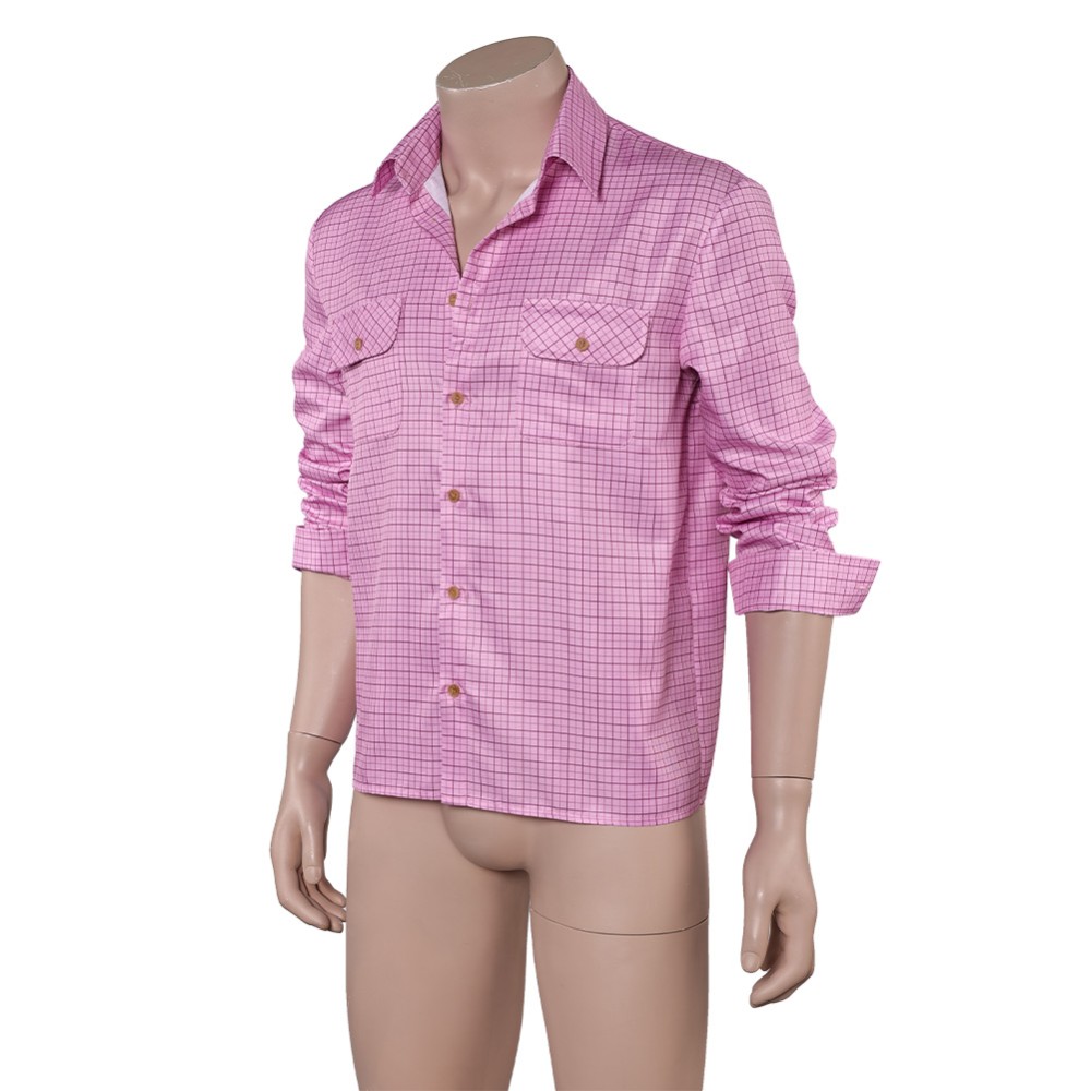 28 Years Later Jamie Men Pink Shirt Cosplay Costume Halloween Carnival Outfit