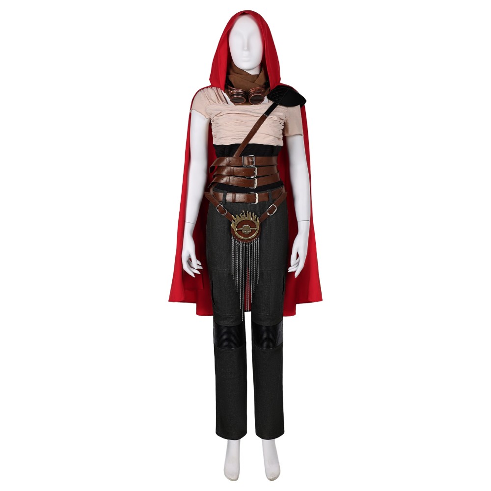 2024 Furiosa: A Mad Max Saga Furiosa Full Set With Red Cloak Suit Cosplay Costume Halloween Carnival Outfit