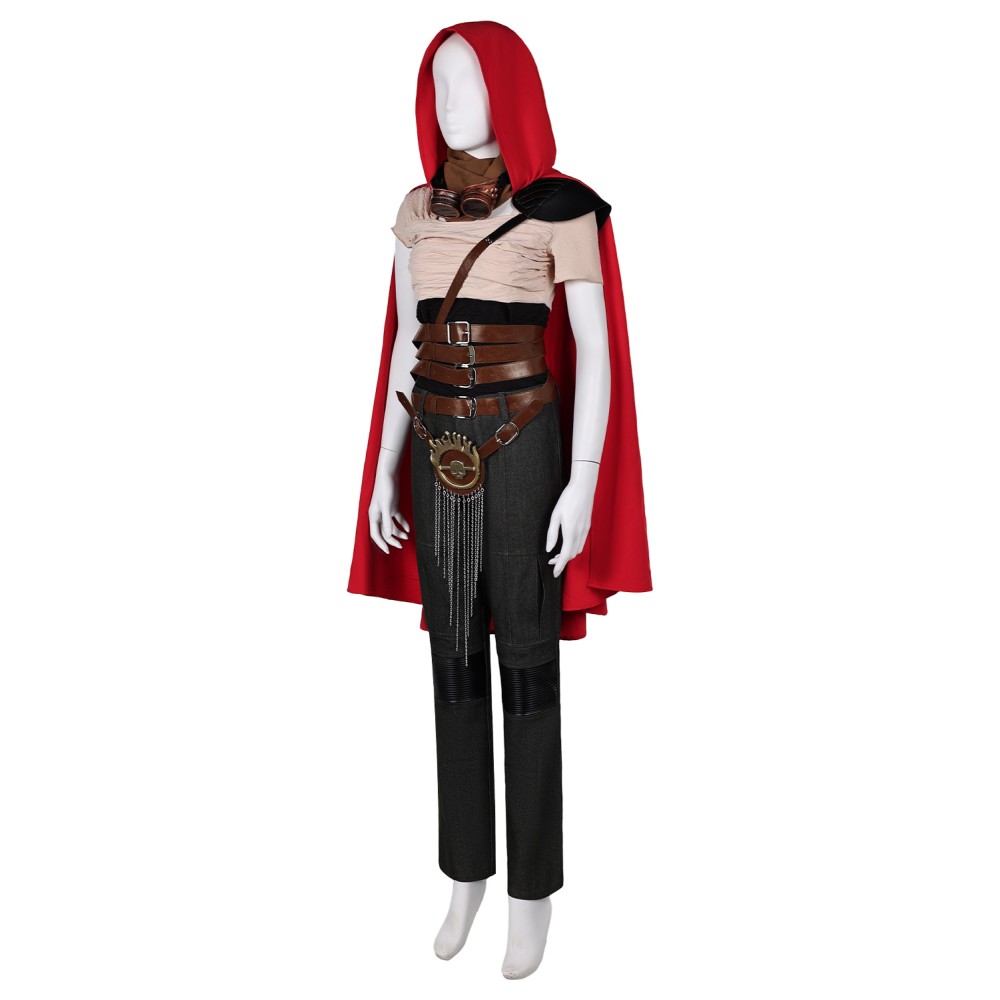 2024 Furiosa: A Mad Max Saga Furiosa Full Set With Red Cloak Suit Cosplay Costume Halloween Carnival Outfit