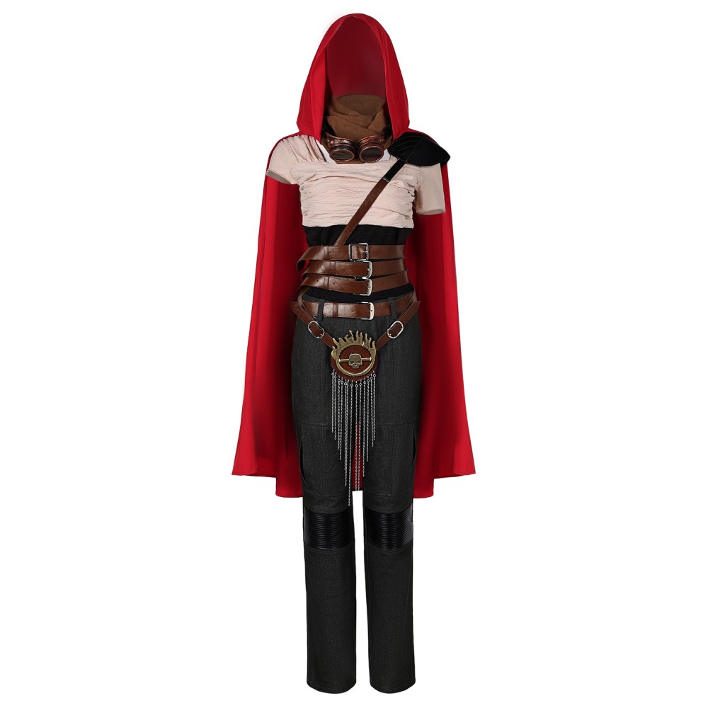 2024 Furiosa: A Mad Max Saga Furiosa Full Set With Red Cloak Suit Cosplay Costume Halloween Carnival Outfit