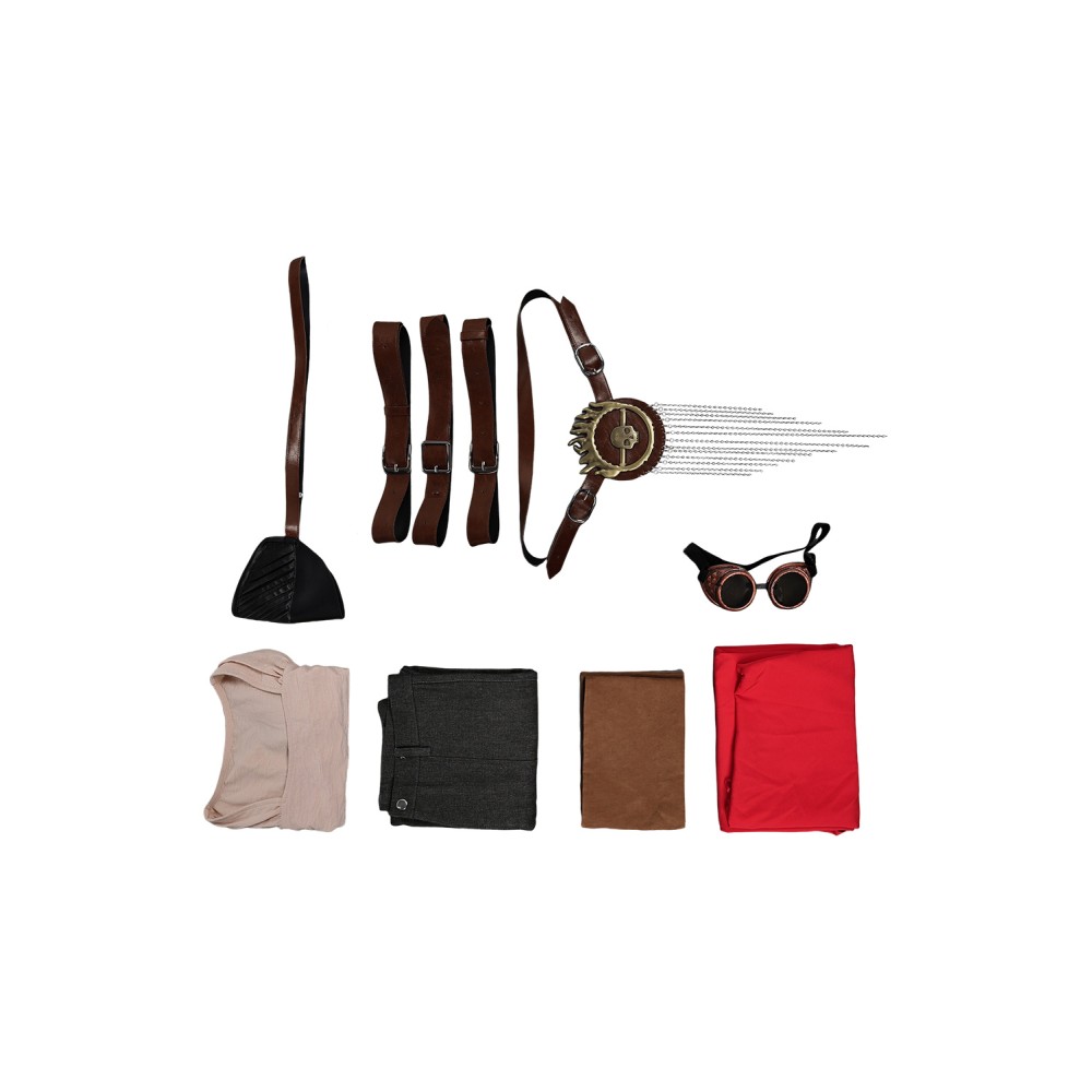 2024 Furiosa: A Mad Max Saga Furiosa Full Set With Red Cloak Suit Cosplay Costume Halloween Carnival Outfit