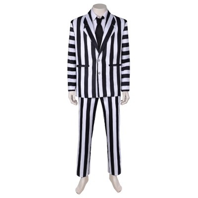 2024 Beetlejuice Beetlejuice Striped Suit Cosplay Costume Halloween Carnival Outfit