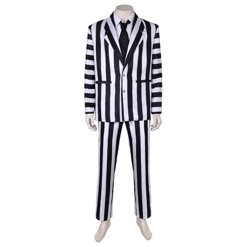 2024 Beetlejuice Beetlejuice Striped Suit Cosplay Costume Halloween Carnival Outfit
