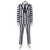 2024 Beetlejuice Beetlejuice Striped Suit Cosplay Costume Halloween Carnival Outfit