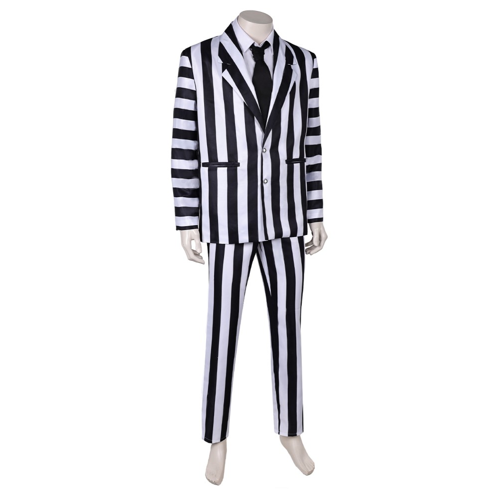 2024 Beetlejuice Beetlejuice Striped Suit Cosplay Costume Halloween Carnival Outfit