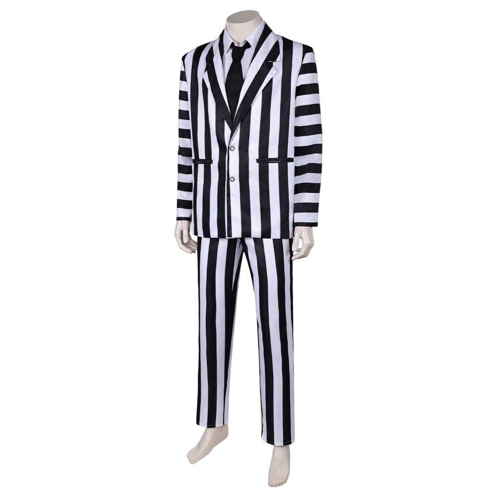 2024 Beetlejuice Beetlejuice Striped Suit Cosplay Costume Halloween Carnival Outfit