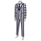 2024 Beetlejuice Beetlejuice Striped Suit Cosplay Costume Halloween Carnival Outfit