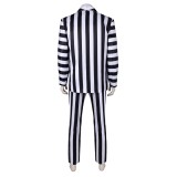 2024 Beetlejuice Beetlejuice Striped Suit Cosplay Costume Halloween Carnival Outfit