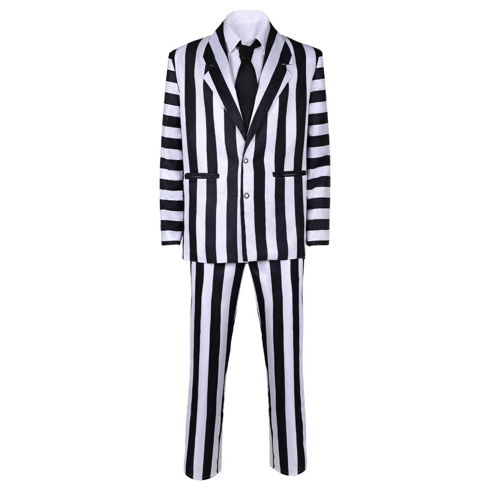 2024 Beetlejuice Beetlejuice Striped Suit Cosplay Costume Halloween Carnival Outfit