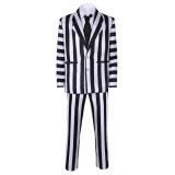 2024 Beetlejuice Beetlejuice Striped Suit Cosplay Costume Halloween Carnival Outfit