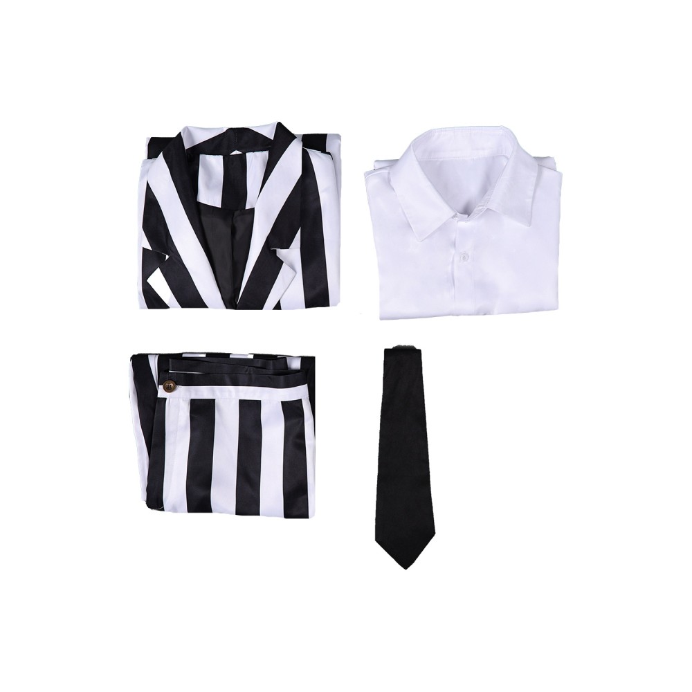 2024 Beetlejuice Beetlejuice Striped Suit Cosplay Costume Halloween Carnival Outfit