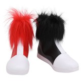 2019 Harley Quinn Shoes Boots Women Black and Red Short Fancy Boots Custom Made Cosplay Costume Halloween Carnival