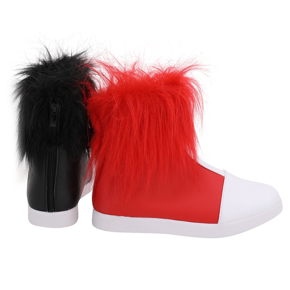 2019 Harley Quinn Shoes Boots Women Black and Red Short Fancy Boots Custom Made Cosplay Costume Halloween Carnival
