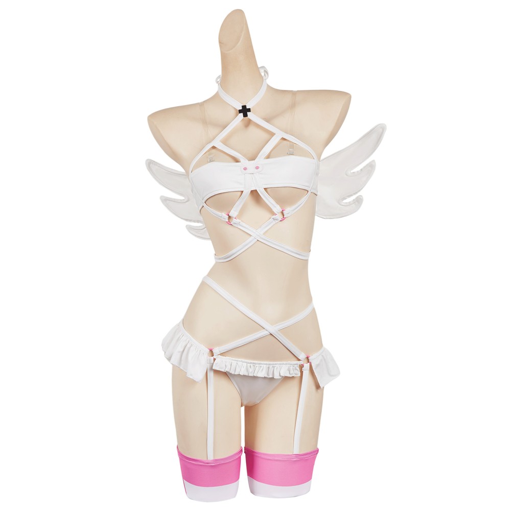2.5 Dimensional Seduction Ririsa Amano Sexy White Lingerie Set Suit Cosplay Costume Halloween Carnival Outfit