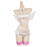 2.5 Dimensional Seduction Ririsa Amano Sexy White Lingerie Set Suit Cosplay Costume Halloween Carnival Outfit