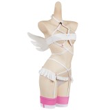 2.5 Dimensional Seduction Ririsa Amano Sexy White Lingerie Set Suit Cosplay Costume Halloween Carnival Outfit