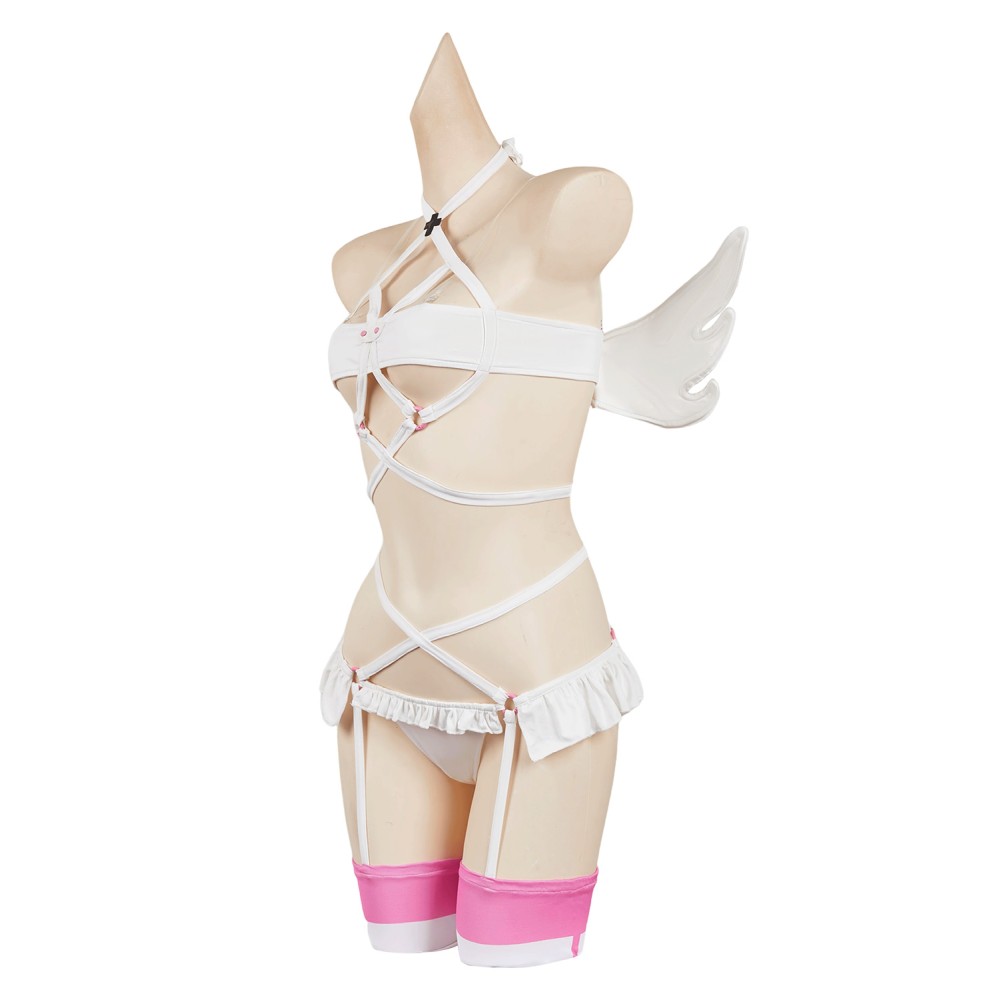 2.5 Dimensional Seduction Ririsa Amano Sexy White Lingerie Set Suit Cosplay Costume Halloween Carnival Outfit