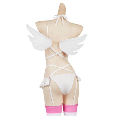 2.5 Dimensional Seduction Ririsa Amano Sexy White Lingerie Set Suit Cosplay Costume Halloween Carnival Outfit