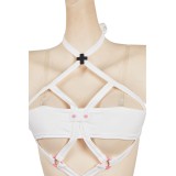 2.5 Dimensional Seduction Ririsa Amano Sexy White Lingerie Set Suit Cosplay Costume Halloween Carnival Outfit