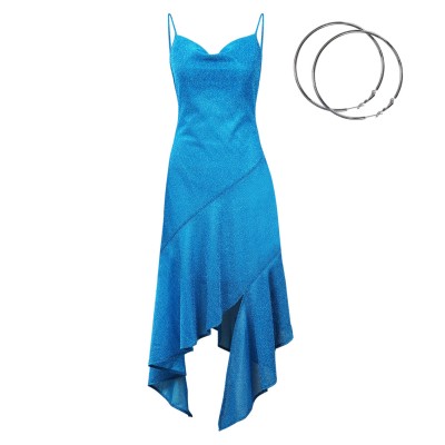 1970S Vintage Disco Dress Asymmetric Slip Dress Suit Cosplay Costume Halloween Carnival