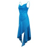 1970S Vintage Disco Dress Asymmetric Slip Dress Suit Cosplay Costume Halloween Carnival