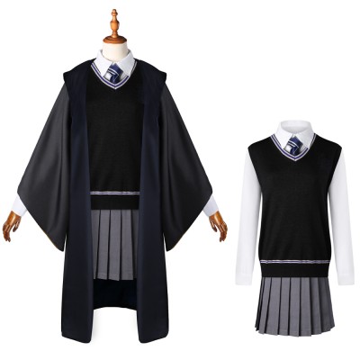 Ravenclaw Cosplay Costume for Adults, Women, Girls, and Kids – Wizard Magic Robe Halloween Carnival Outfit