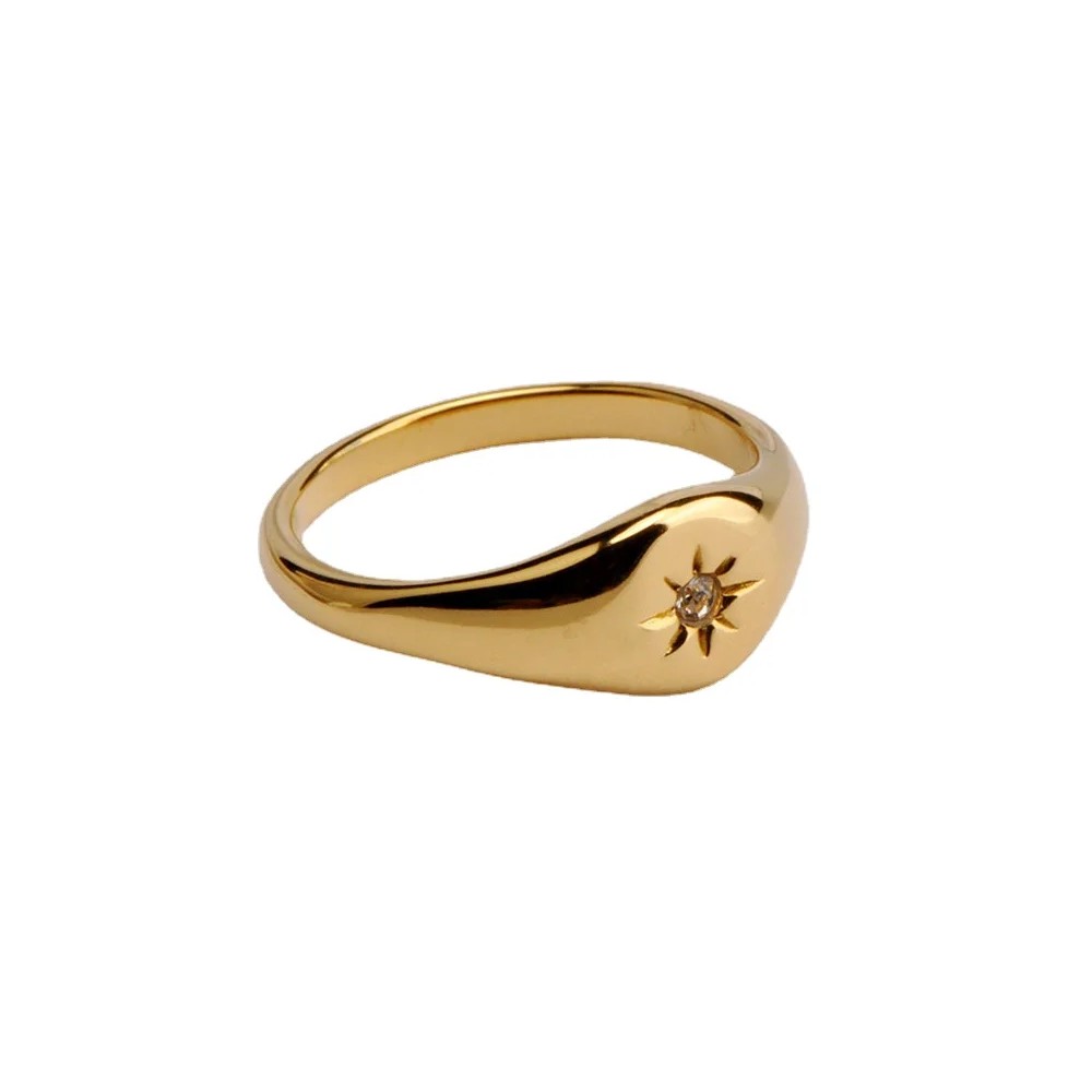 Steel 18K Gold Plated Asterism Star Three-Dimensional Finger Rings